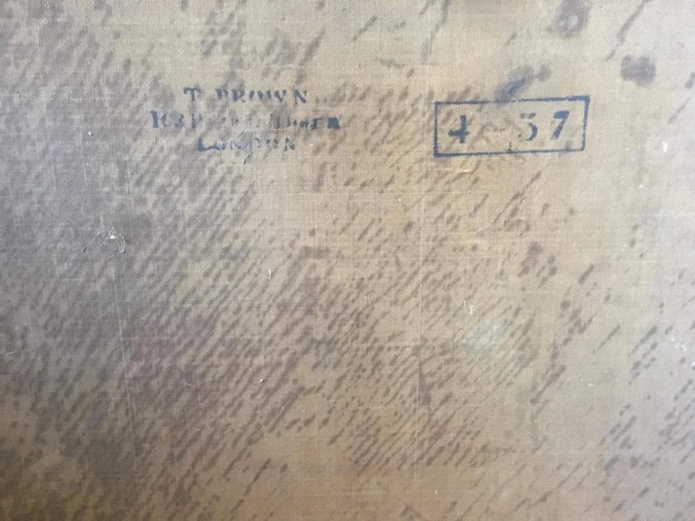 The back of the canvas, showing the T Brown supplier's stamp